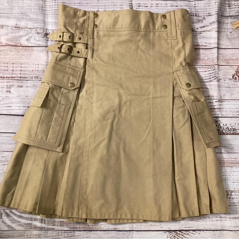 Men’s Utility Kilt Khaki Scottish Hiking Work Outdoors Hunting Utilitarian